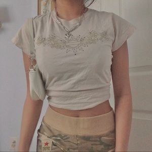 Harley Davidson floral y2k coquette dollete rhinestone top